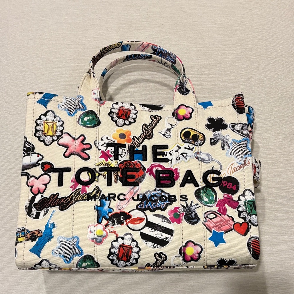 Marc Jacobs Cream Multicolor Graphic Tote
